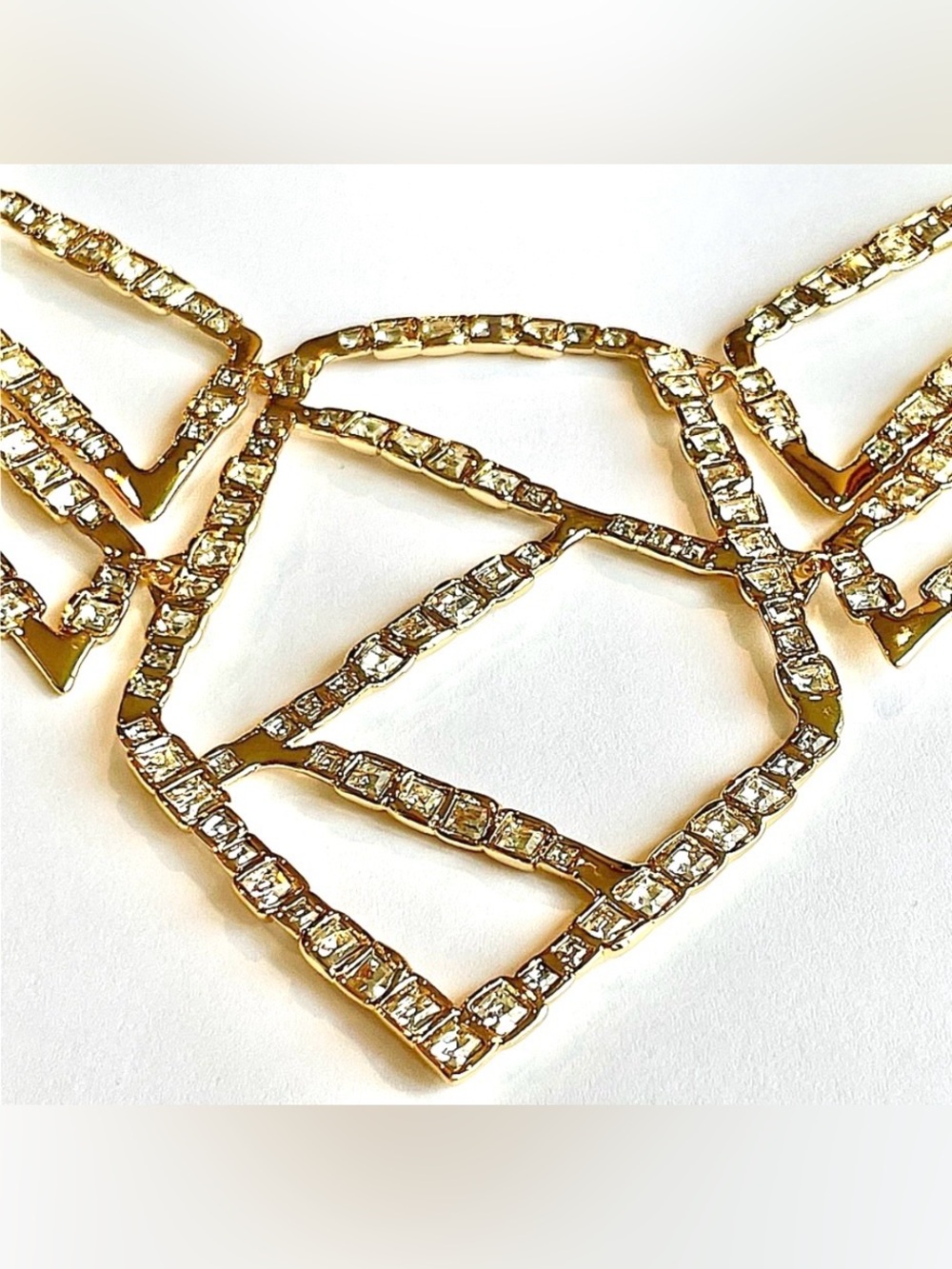 ALEXIS BITTAR Miss Havisham Geometric Bib Necklace Gold Crystal SB01
